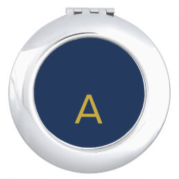 Gold & Blue Color Monogram Professional Initial  Compact Mirror
