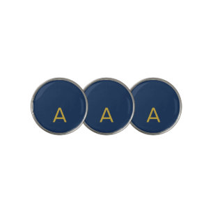 Gold & Blue Color Monogram Professional Initial Golf Ball Marker