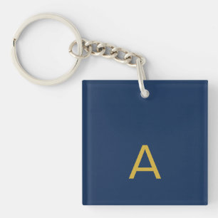 Gold & Blue Color Monogram Professional Initial Keychain