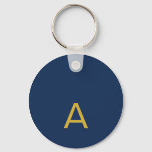 Gold & Blue Color Monogram Professional Initial Keychain