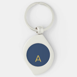 Gold & Blue Color Monogram Professional Initial Keychain