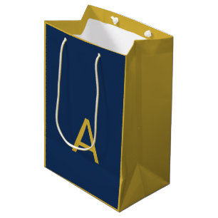 Gold & Blue Color Monogram Professional Initial Medium Gift Bag