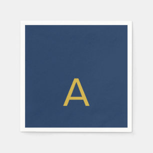 Gold & Blue Color Monogram Professional Initial  Napkins