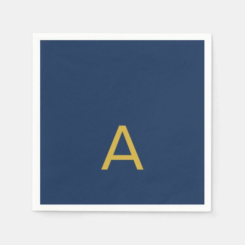 Gold & Blue Color Monogram Professional Initial Napkins