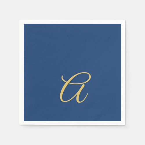 Gold & Blue Color Monogram Professional Initial Napkins