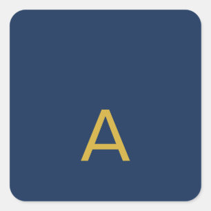 Gold & Blue Color Monogram Professional Initial Square Sticker