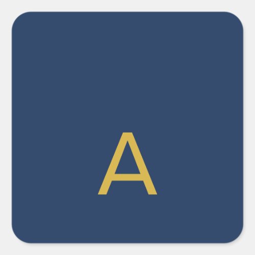 Gold & Blue Color Monogram Professional Initial Square Sticker