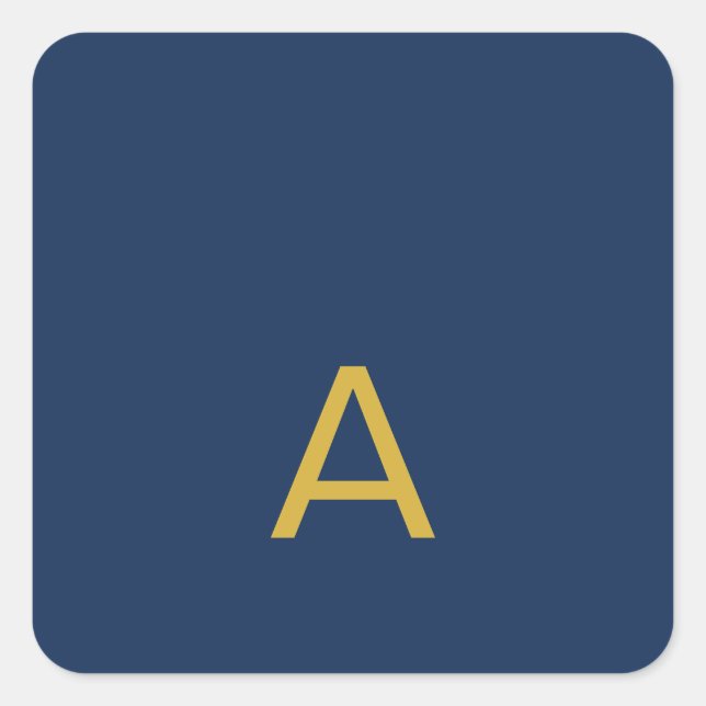 Gold & Blue Color Monogram Professional Initial  Square Sticker (Front)