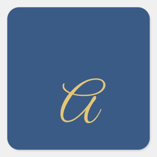 Gold & Blue Color Monogram Professional Initial  Square Sticker