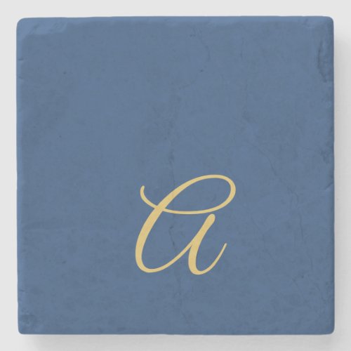 Gold & Blue Color Monogram Professional Initial  Stone Coaster