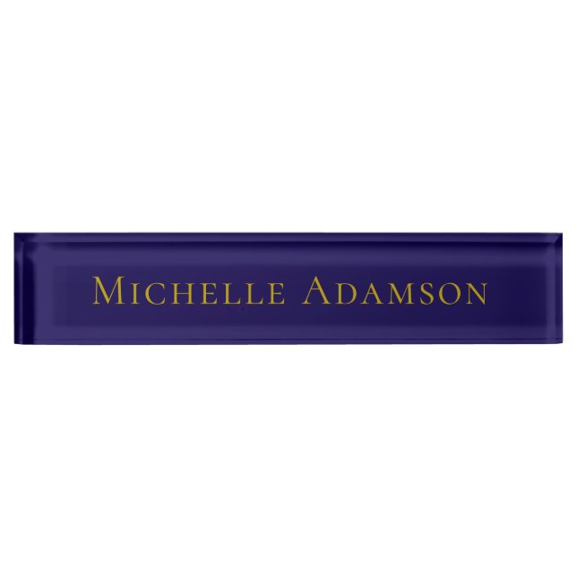 Gold & Blue Color Professional Plain Modern Desk Name Plate (Front)