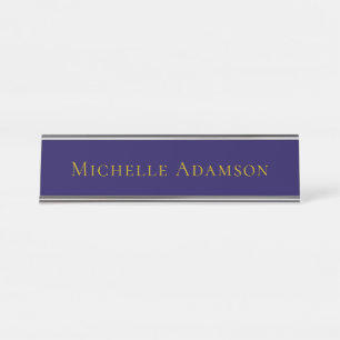 Gold & Blue Color Professional Plain Modern Desk Name Plate