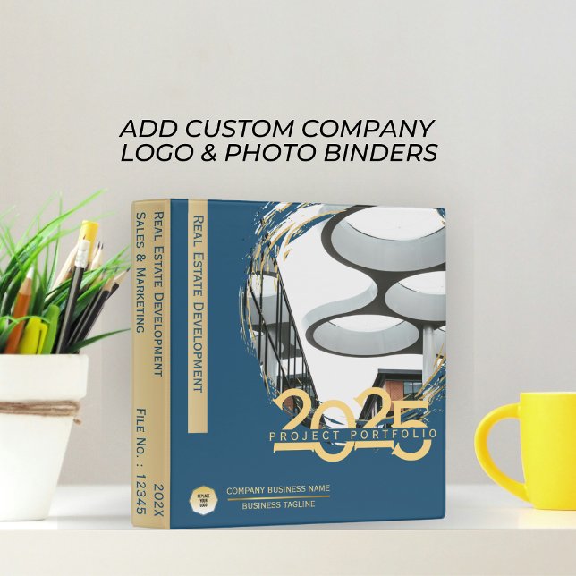 Gold & Blue, Company Business Project Portfolio 3 Ring Binder (Creator Uploaded)