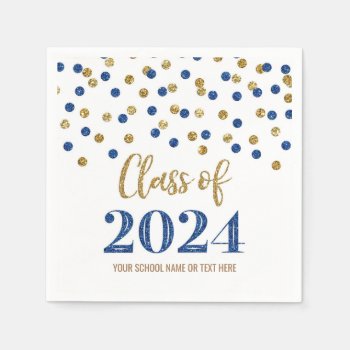 Gold Blue Confetti Class Of 2024  Napkins by DreamingMindCards at Zazzle