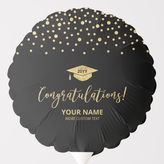 Gold & Blue Confetti Congratulation Graduation Balloon (Front)