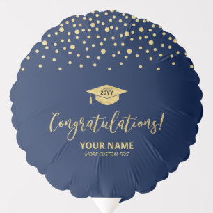 Gold & Blue Confetti Congratulation Graduation Balloon