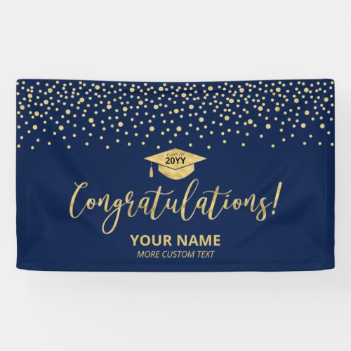 Gold  Blue Confetti Congratulation Graduation Banner