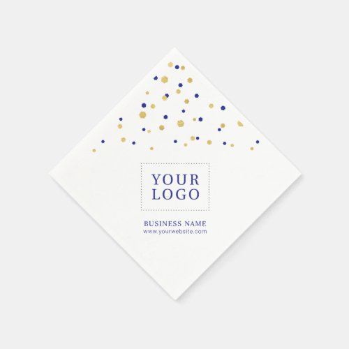 Gold Blue Confetti Custom Business Promotion Logo Napkins