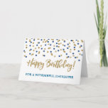 Gold Blue Confetti Daughter Birthday Card<br><div class="desc">Birthday card for daughter with gold and blue modern glitter confetti pattern. Please note glitter effect is photographic effect only.</div>