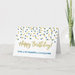 Gold Blue Confetti Daughter Birthday Card<br><div class="desc">Birthday card for daughter with gold and blue modern confetti pattern.</div>