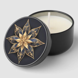 Gold Blue Decorative Flower Mini Candle Favors