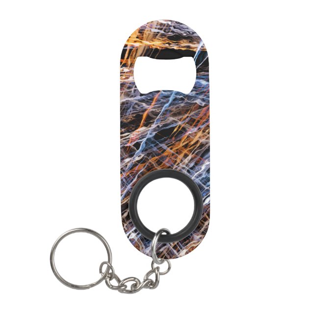 Gold & Blue Disruption Keychain Bottle Opener (Front)