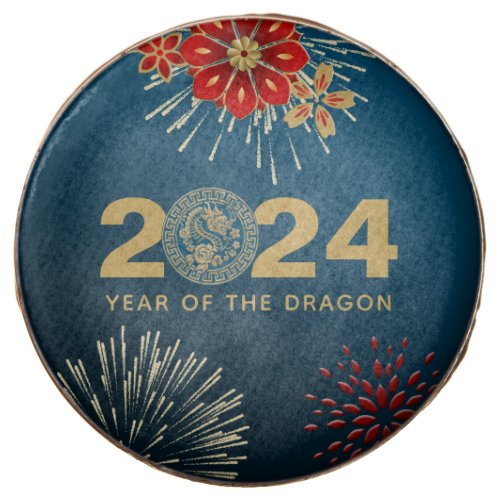 Gold Blue Dragon Zodiac Chinese New Year Chocolate Covered Oreo
