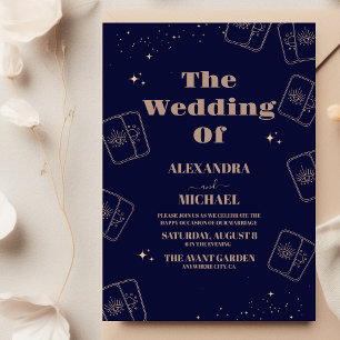 Gold Blue  Elegant Tarot Card Wedding