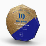 Gold Blue Employee years of service Company logo Acrylic Award<br><div class="desc">Show your employees how much you value their dedication and loyalty with our Custom Employee Years of Service Recognition Logo Acrylic Award. This elegant trophy-style acrylic block serves as a timeless symbol of appreciation and allows you to personalize it with the employee's name, years of service, and a special message....</div>