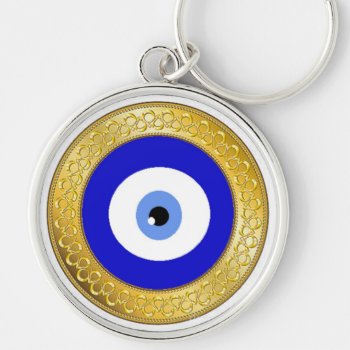 Gold Blue Eye Keychain by hennabyjessica at Zazzle