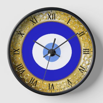 Gold Blue Eye Wall Clock by hennabyjessica at Zazzle