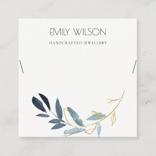 GOLD BLUE FAUNA WATERCOLOR NECKLACE DISPLAY LOGO SQUARE BUSINESS CARD