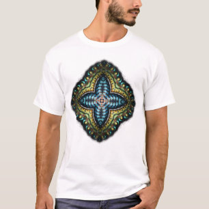 Gold Blue Fractal Cross Shirt