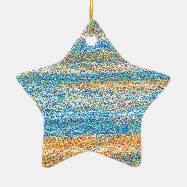 Gold Blue Glitter Abstract Ceramic Ornament (Front)