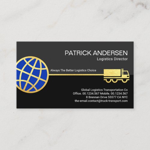 Gold Blue Global Logistics Supply Line Business Card