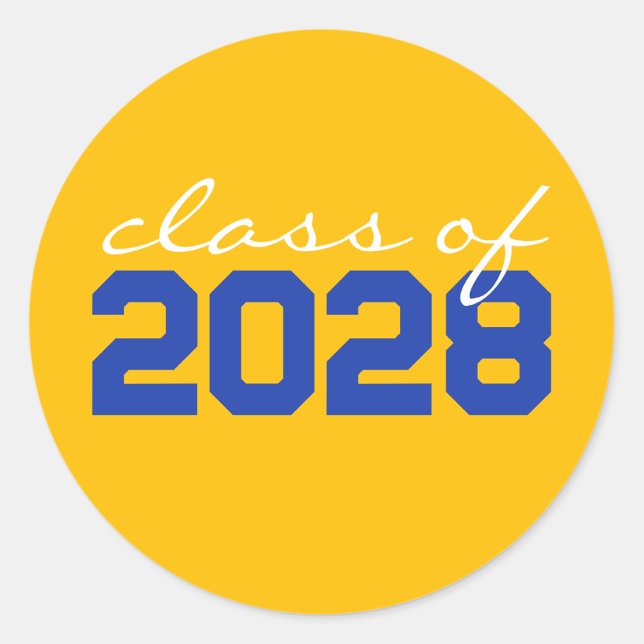 Gold & Blue Graduation Classic Round Stickers (Creator Uploaded)