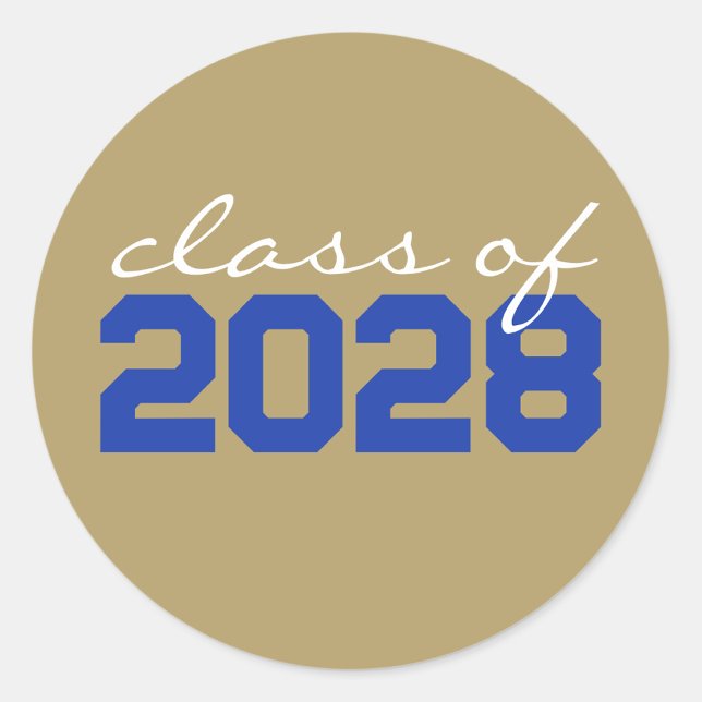 Gold & Blue Graduation Classic Round Stickers (Creator Uploaded)