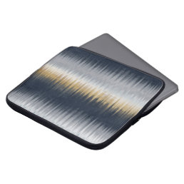 Gold Blue Gray Ikat Zigzag Geometric Pattern Laptop Sleeve