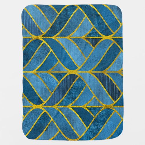 Gold Blue Grunge Pattern Baby Blanket