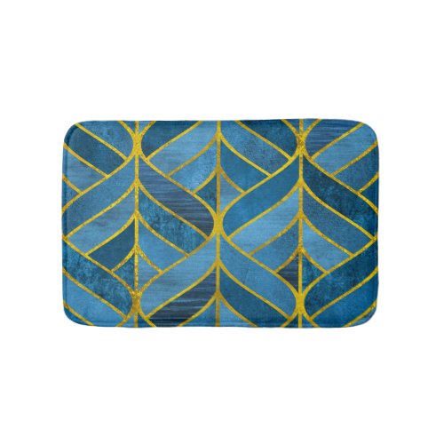 Gold Blue Grunge Pattern Bath Mat