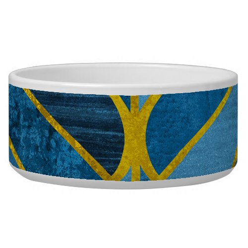 Gold Blue Grunge Pattern Bowl