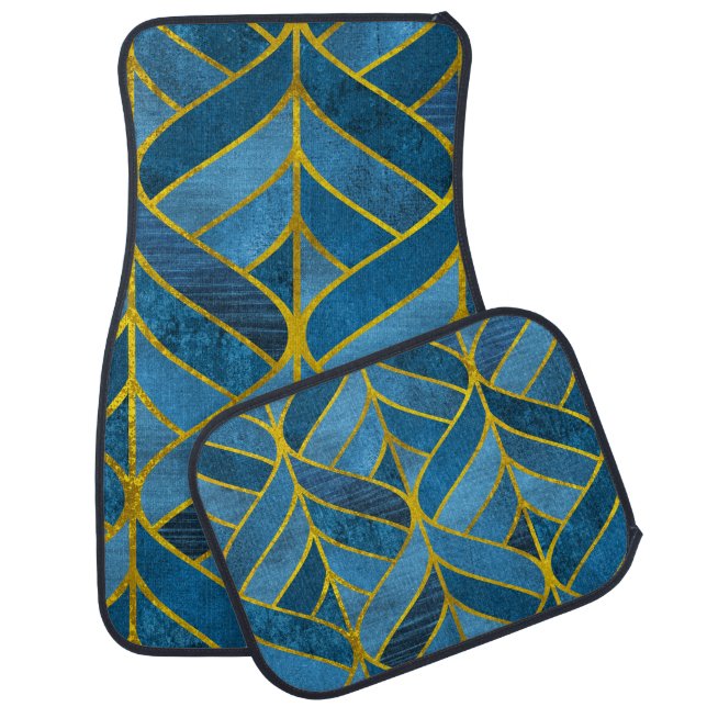 Gold Blue Grunge Pattern Car Floor Mat (Set)