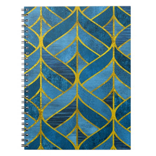 Gold Blue Grunge Pattern Notebook