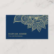 Gold Blue Henna Mehndi Islamic Business Card at Zazzle