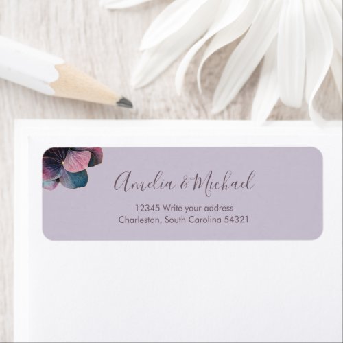 Gold Blue Lavender Purple Hydrangea Return Wedding Label