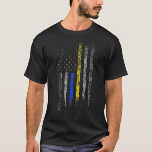 Gold Blue Line 911 Police Dispatcher First Respond T_Shirt