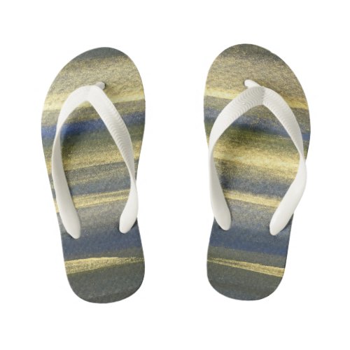 Gold Blue Lines Custom Flip Flops Kids Kids Flip Flops