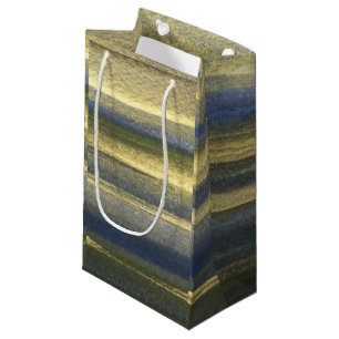 Gold Blue Lines Custom Gift Bag - Small, Glossy