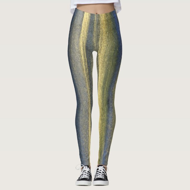 Gold Blue Lines Custom Leggings (Front)