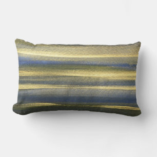 Gold Blue Lines Lumbar Pillow 33 cm x 53 cm